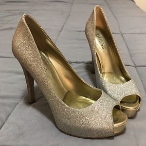 Sparkly Silver Guess High Heels